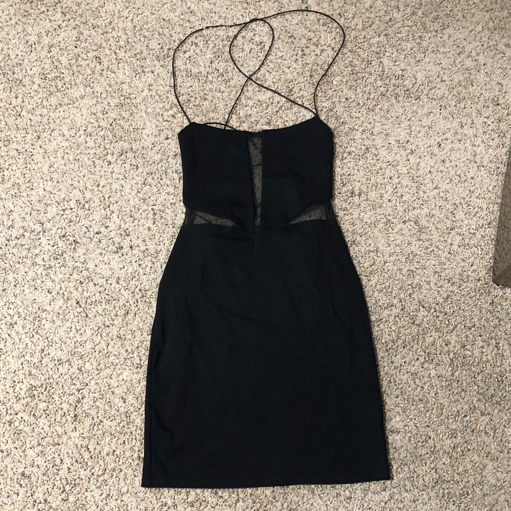 Strappy back mesh front dress